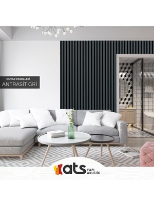 Ats Yapı 24 cm x 240 cm - 1 Adet - Dekoratif Antrasit Gri Ahşap Duvar Paneli