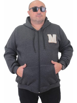 Starbattal Büyük Beden Fermuarlı Sweat M 23217 Antrasıt