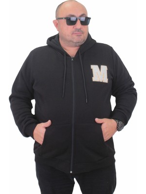 Starbattal Büyük Beden Fermuarlı Sweat M 23217 Sıyah