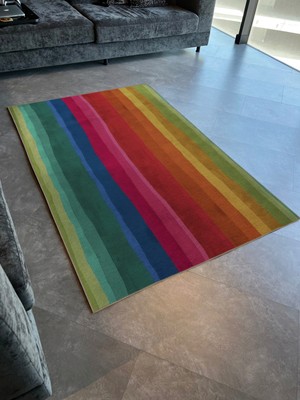 Rugs Modern Mira Açık Ton Çok Renkli Dikey Çizgi Kesit Desenli Kreatif Modern Dekoratif Halı Mira 2178