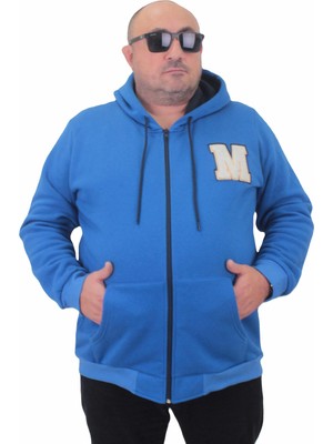 Starbattal Büyük Beden Fermuarlı Sweat M 23217 Saks