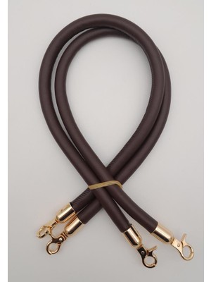 Angel Çanta Aksesuar Çift Kordon Çanta Sapı Koyu Kahverengi Light Gold Metalli