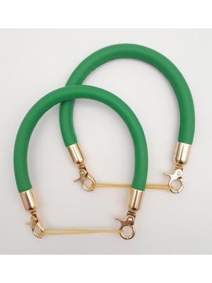 Angel Çanta Aksesuar Çift Kısa Kordon Çanta Sapı Yeşil Renk Light Gold Metalli