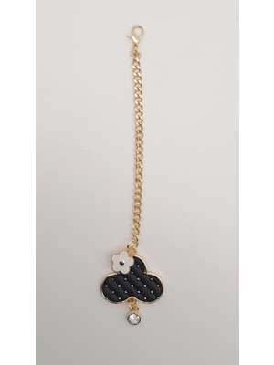 Angel Çanta Aksesuar Light Gold Çiçekli Bulut Model Sarkaç Süs Siyah Renk