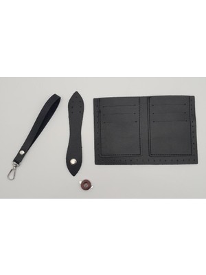 Angel Çanta Aksesuar Kartlıklı Cüzdan Içi Deri Seti Siyah Renk Gümüş Metalli