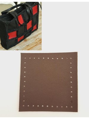 Angel Çanta Aksesuar 10X10 cm Kare Suni Deri Koyu Kahverengi 1 Adet