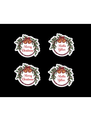 Mutlu Yıllar - Merry Christmas - Özel Kesim Sticker Set - 56 Adet -