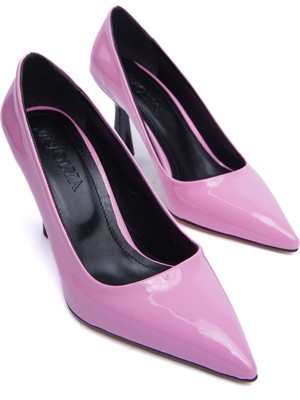 Divolya Vest Pembe Rugan (8cm) Topuk  Boyu Günlük Kullanım Stiletto