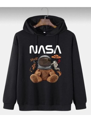 Lobabo Giyim Unisex Ayıcık Baskılı Siyah Sweatshirt