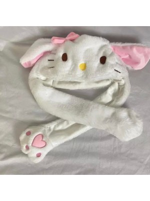 Piraye Gift Hello Kitty Tasarımlı Işıklı Oynar Kulaklı Şapka