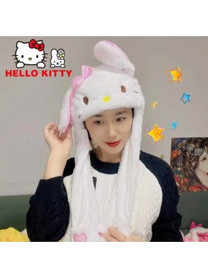 Piraye Gift Hello Kitty Tasarımlı Işıklı Oynar Kulaklı Şapka