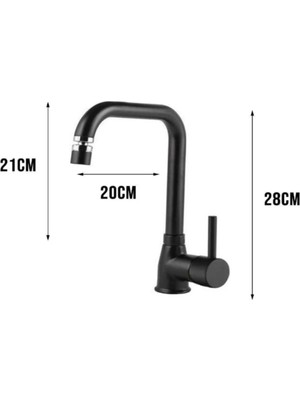 Bdl Armatür  Siyah Oynar Başlıklı Mutfak Eviye Bataryası Musluğu Çeşmesi Çift Su Girişli