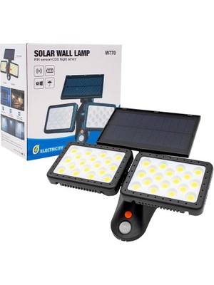 W770B Sensörlü 36 Cob Ledli Solar Aydınlatmalı Duvar Lambası (4375)