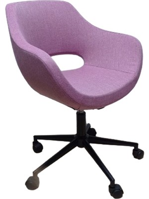 Kamusal Market Ofis Koltuğu Çalışma Sandalyesi Pembe Renk Keten Kumaş Döküm Süngerli