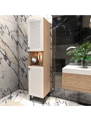 Yıldız Elegance Banyo Boy Dolabı Luxe Ahşap-Beyaz