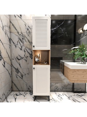 Yıldız Elegance Banyo Boy Dolabı Luxe Ahşap-Beyaz