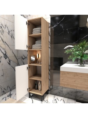 Yıldız Elegance Banyo Boy Dolabı Luxe Ahşap-Beyaz