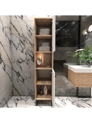 Yıldız Elegance Banyo Boy Dolabı Luxe Ahşap-Beyaz