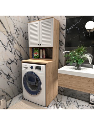 Yıldız Elegance Banyo Dolabı Çamaşır Makinesi Dolabı Ahşap-Beyaz