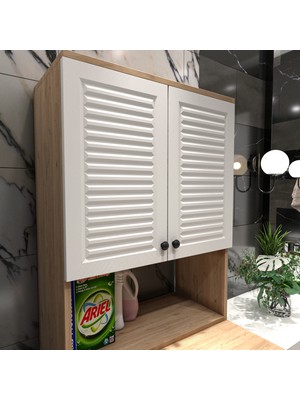 Yıldız Elegance Banyo Dolabı Çamaşır Makinesi Dolabı Ahşap-Beyaz