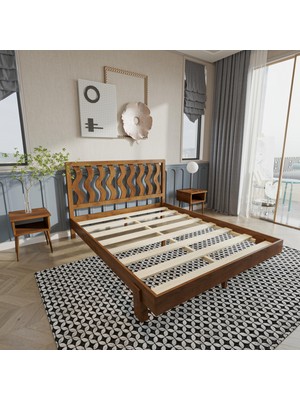 Renazzo Siena New Model Ceviz Renk Çam Ahşap Karyola