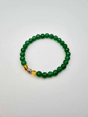 Doğal Taş Dünyası Doğal Yeşim Taşı & Kehribar Bileklik 6mm