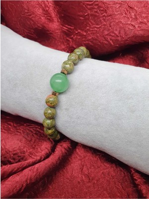 Doğal Taş Dünyası  Doğal Taş Unakit Aventurin Taşı Tasarım Bileklik