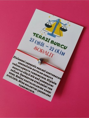 Doğal Taş Dünyası Terazi Burcu Sodalit Doğal Taşlı Ip Burç Bilekliği