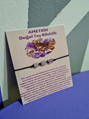 Doğal Taş Dünyası Sertifikalı Ametrin Doğal Taş Bileklik Aaa Kalite Asansörlü Kilit Sistemi Sürpriz