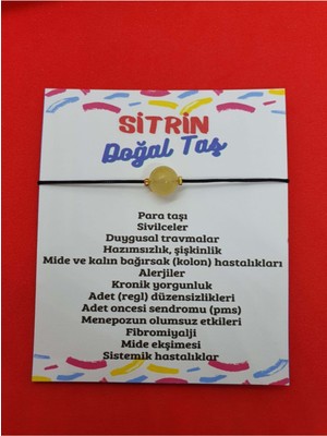 Doğal Taş Dünyası Sitrin Doğal Taş Bileklik Makrome Ip Ayarlamalı Orijinal Doğal Taş