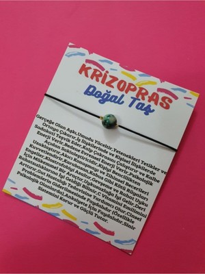 Doğal Taş Dünyası Krizopras Taşı Bileklik Ayarlamalı Ipli Orijinal Doğal Taş