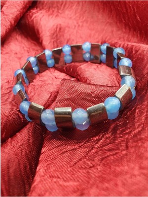 Doğal Taş Dünyası  Mavi Doğal Hematit Akik Taşı Rolex Bileklik