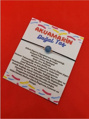Doğal Taş Dünyası Akuamarin Taşı Bileklik  Doğal Taş Ayarlamalı Ipli