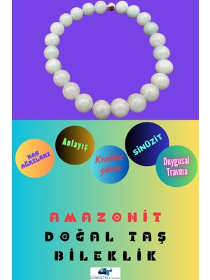 Doğal Taş Dünyası Amazonit Doğal Taş Bileklik 8 mm Sürprizhediyeli