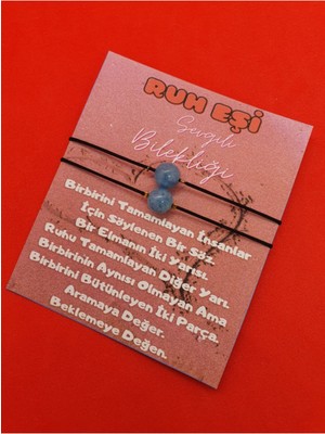 Doğal Taş Dünyası Ruh Eşi Akuamarin Doğal Taşlı Ip Bileklik