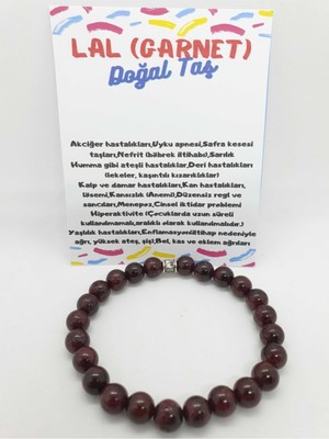 Doğal Taş Dünyası Lal (Garnet) Doğal Taş Bileklik 8 mm Orijinal Doğal Taş