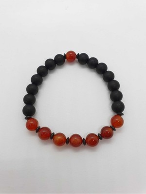 Doğal Taş Dünyası Akik Oniks Hematit Doğal Taş Bileklik