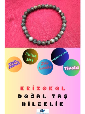 Doğal Taş Dünyası Krizokol Doğal Taş Bileklik 6 mm Aaa Kalite Sürpriz Hediyeli