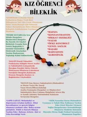 Doğal Taş Dünyası Kız Öğrenci Bileklik Kehribar Pembe Kuvars Kalsit Havlit Lapis Lazuli Akik