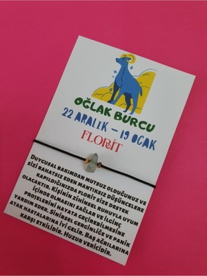 Doğal Taş Dünyası Oğlak Burcu Florit Doğal Taşlı Ip Burç Bilekliği