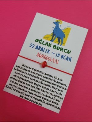 Doğal Taş Dünyası Oğlak Burcu Mercan Doğal Taşlı Ip Burç Bilekliği
