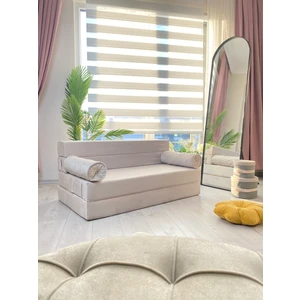Minness  Tek Kişilik Katlanır Yataklı Koltuk-Babyface Kadife Krem 70 x 200 cm & OTURUM Yüksekliği 29 cm