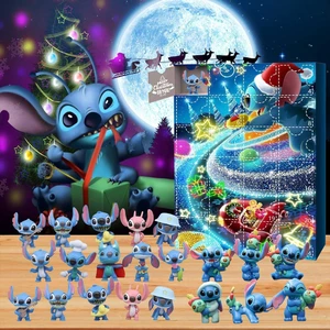 Sevimli Karikatür Stitch Geri Sayım Takvimi, 24 Gün Advent Takvimi Stitch, 24 Parça Sevimli Karikatür Stitch Dikiş Bebekleri Noel Çorap Hediyeleri (Yurt Dışından)