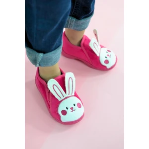 First Step Tavşan Nakışlı Fuşya Kız Çocuk Fermuarlı PANDUF-F-742