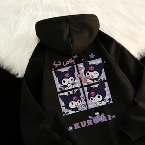 Touz Moda Harajuku Kuromi Ön Arka Baskılı Oversize Hoodie