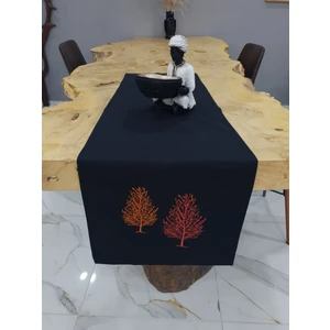 Tanem Home Ağaç Desen Nakışlı Amerikan Servis Runner 40 x 140 cm Sonbahar