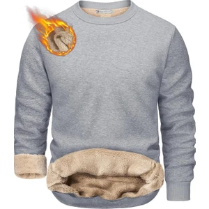 Ghassy Co. Erkek Ultra Termal Sherpa Peluş Astarlı Bisiklet Yaka Sweatshirt