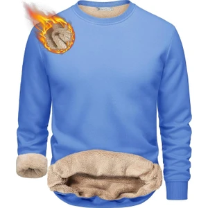 Ghassy Co. Erkek Ultra Termal Sherpa Peluş Astarlı Bisiklet Yaka Sweatshirt