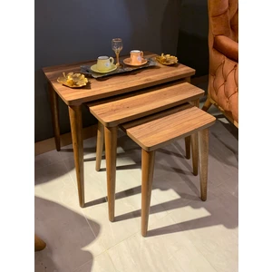 3Lü Piramit Zigon Sehpa Ceviz