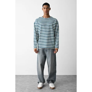 Indigo Yaka Detaylı Oversize Kazak
